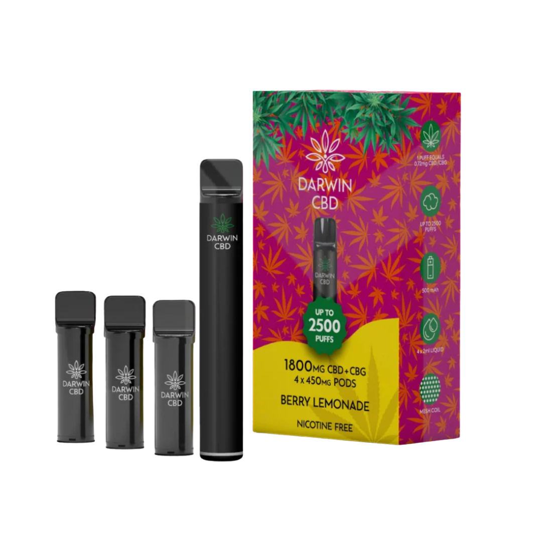 cbd vape kit 1800mg Darwin CBD + CBG 4 in 1 Pod Vape Kit 2500 Puffs