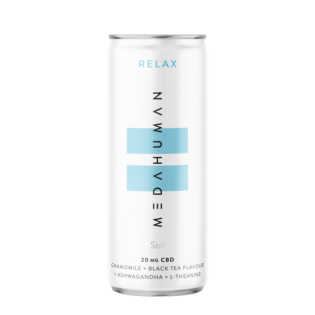 MEDAHUMAN  RELAX - 
A chamomile and black tea flavoured CBD drink to help you de-stress.
